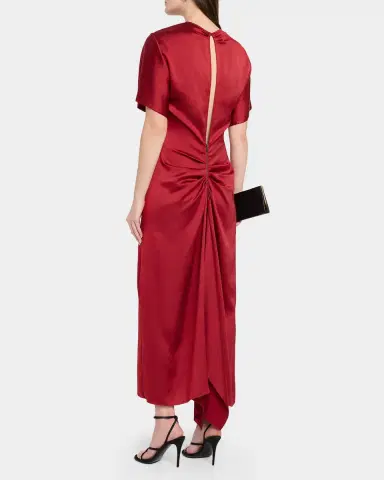 FFORME Imogen Fluid Satin Gathered Godet Midi Dress | Thumbnail 3 FFORME Imogen Fluid Satin Gathered Godet Midi Dress | Thumbnail 3