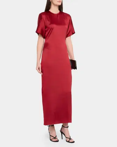 FFORME Imogen Fluid Satin Gathered Godet Midi Dress | Thumbnail 4 FFORME Imogen Fluid Satin Gathered Godet Midi Dress | Thumbnail 4