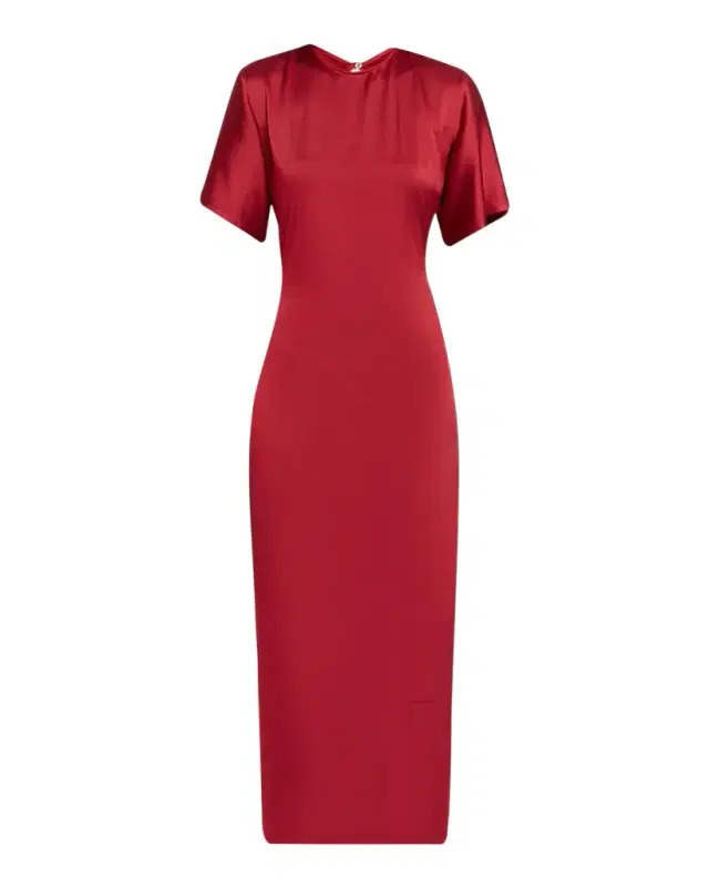 FFORME Imogen Fluid Satin Gathered Godet Midi Dress