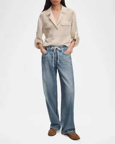 rag & bone rb Miramar Terry Drawstring Wide-Leg Jeans | Thumbnail 2