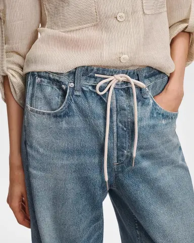 rag & bone rb Miramar Terry Drawstring Wide-Leg Jeans | Thumbnail 5