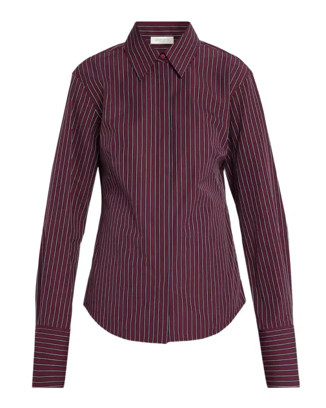 Lafayette 148 New York Striped Slim-Fit Cotton Shirt