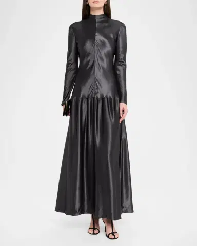 FFORME Mila Satin Drop-Waist Dress | Thumbnail 4 FFORME Mila Satin Drop-Waist Dress | Thumbnail 4