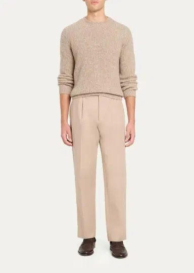 Cesare Attolini Men's Cashmere Rib-Knit Crewneck Sweater | Thumbnail 2