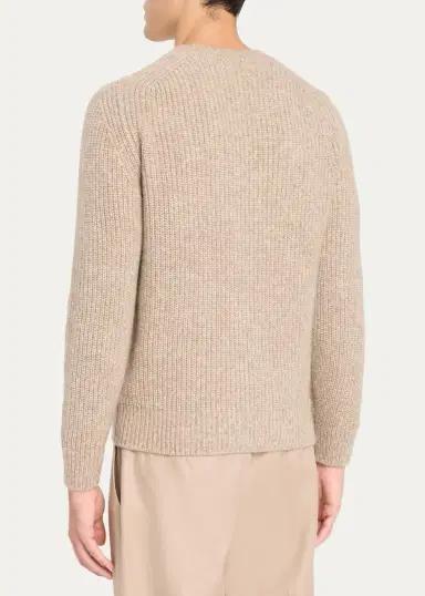 Cesare Attolini Men's Cashmere Rib-Knit Crewneck Sweater | Thumbnail 3