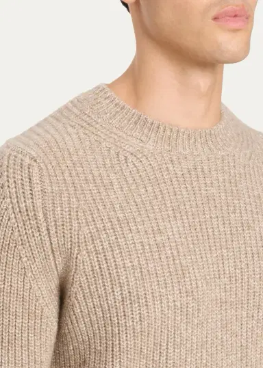 Cesare Attolini Men's Cashmere Rib-Knit Crewneck Sweater | Thumbnail 5