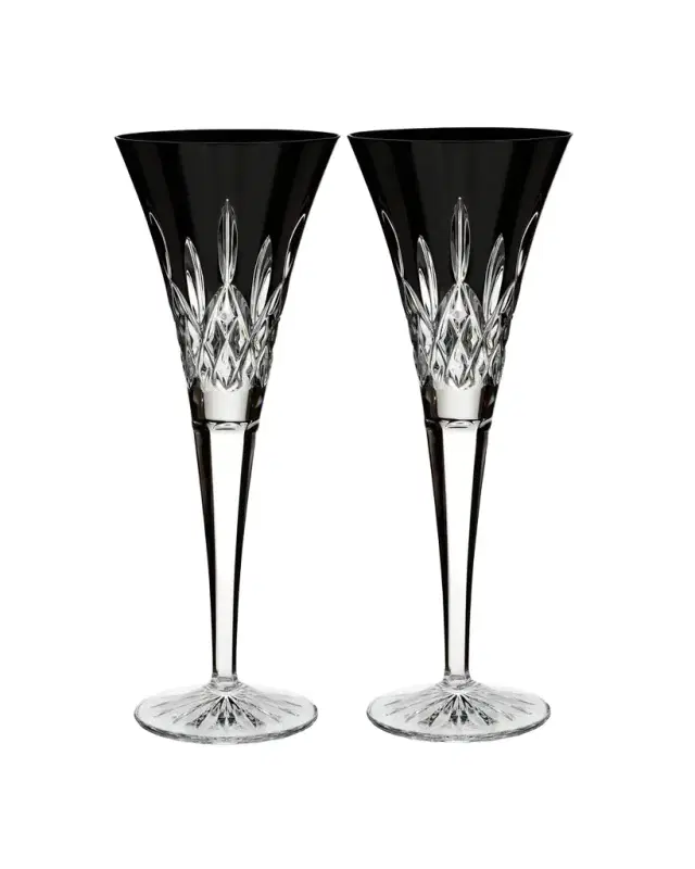 Waterford Crystal Lismore Black Flute Glasses, Set of 2