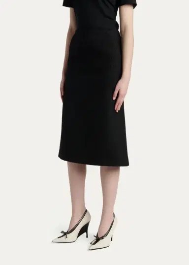 McQueen Sweetheart-Waist Lightweight Tweed Midi Skirt | Thumbnail 4 McQueen Sweetheart-Waist Lightweight Tweed Midi Skirt | Thumbnail 4
