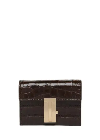 Tom Ford Mia Croc-Embossed Leather Crossbody Card Holder | Thumbnail 1