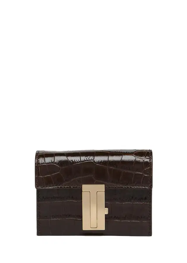 Tom Ford Mia Croc-Embossed Leather Crossbody Card Holder