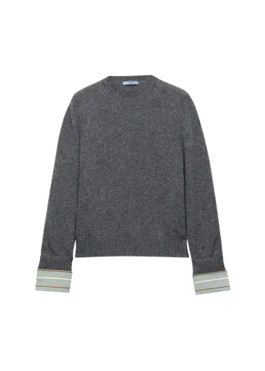 Prada Contrast-Cuff Cashmere-Wool Sweater | Thumbnail 1