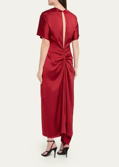 FFORME Imogen Fluid Satin Gathered Godet Midi Dress | Thumbnail 3 FFORME Imogen Fluid Satin Gathered Godet Midi Dress | Thumbnail 3