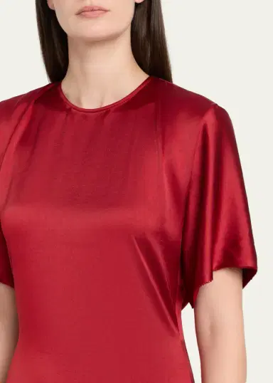 FFORME Imogen Fluid Satin Gathered Godet Midi Dress | Thumbnail 5 FFORME Imogen Fluid Satin Gathered Godet Midi Dress | Thumbnail 5