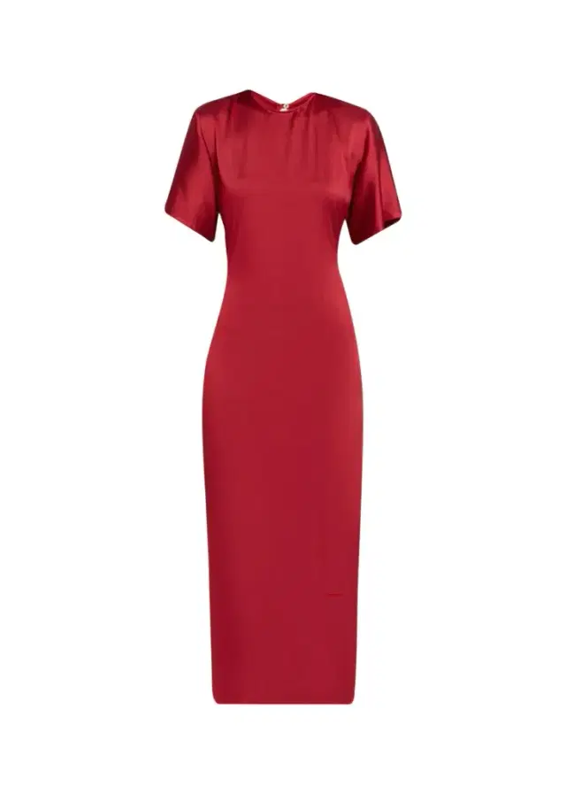 FFORME Imogen Fluid Satin Gathered Godet Midi Dress