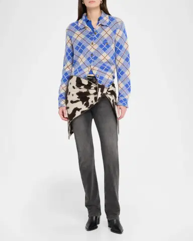 Guest In Residence Grizzly Cowhide Wild Rag Cashmere Scarf | Thumbnail 2