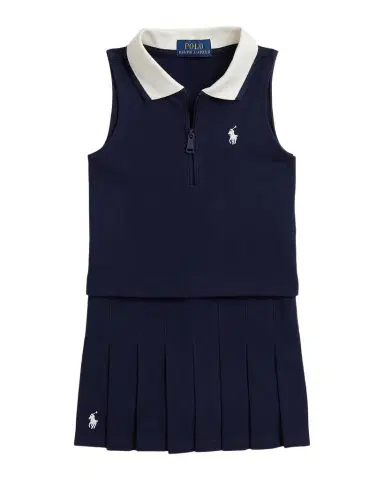 Ralph Lauren Girl's Stretch Mesh Knit Polo Shirt & Skort Set, Size 2-6X | Thumbnail 1