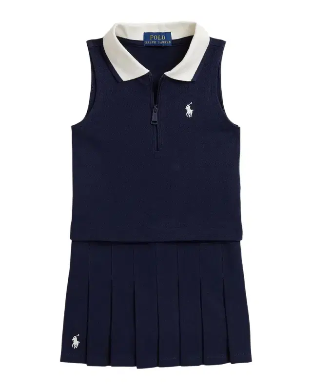 Ralph Lauren Girl's Stretch Mesh Knit Polo Shirt & Skort Set, Size 2-6X