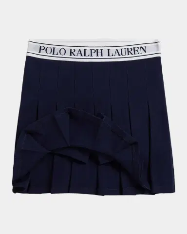Ralph Lauren Girl's Stretch Mesh Knit Polo Shirt & Skort Set, Size S- | Thumbnail 3