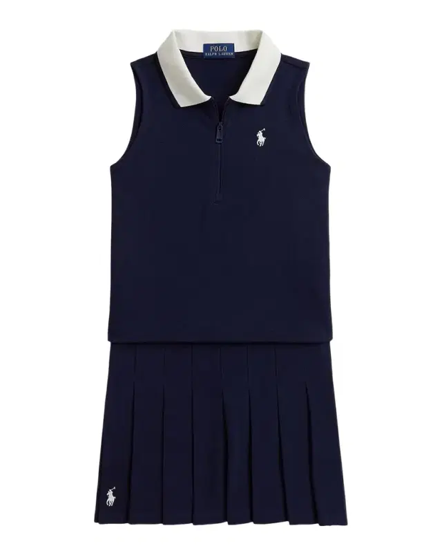 Ralph Lauren Girl's Stretch Mesh Knit Polo Shirt & Skort Set, Size S-