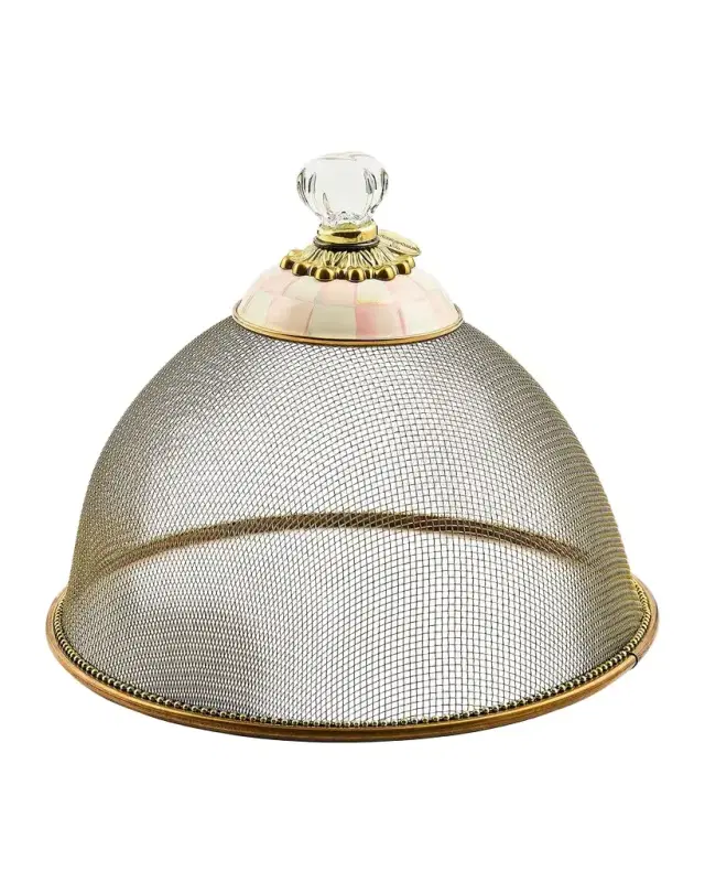 MacKenzie-Childs Rosy Check Small Mesh Food Dome