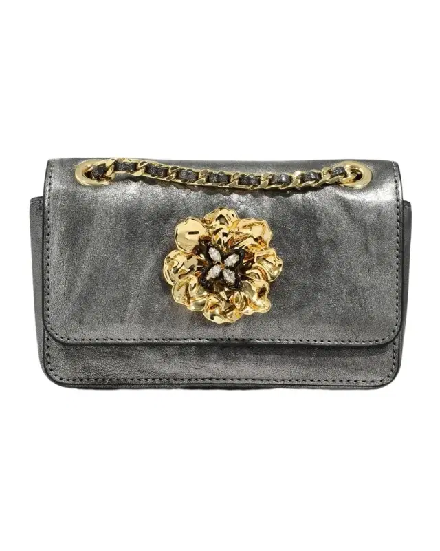 ALEXIS BITTAR Bella Mini Floral Metallic Leather Shoulder Bag
