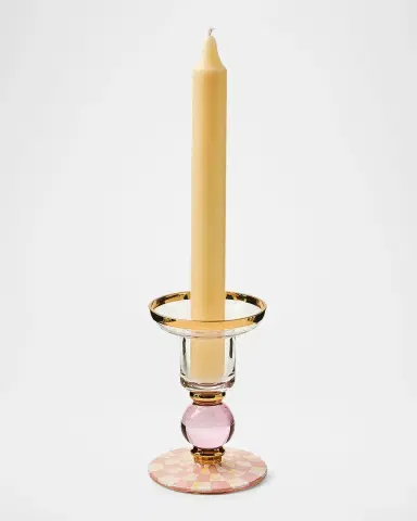 MacKenzie-Childs Rosy Check Glass Candleholder | Thumbnail 2