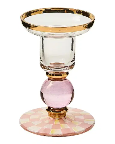 MacKenzie-Childs Rosy Check Glass Candleholder | Thumbnail 1