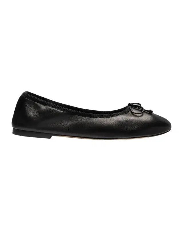 Stuart Weitzman Nia Ruched Leather Ballet Flats