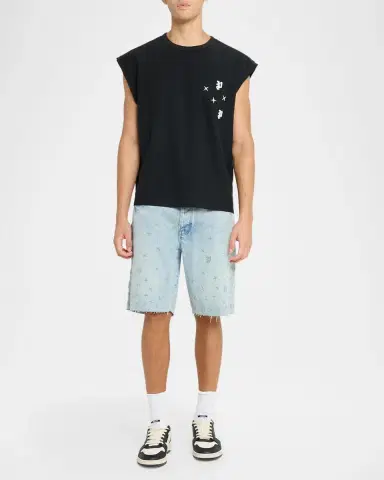 PURPLE Men's Textured Jersey Sleeveless T-Shirt | Thumbnail 2