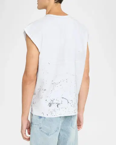 PURPLE en's Textured Jersey Graphic Sleeveless T-Shirt | Thumbnail 3