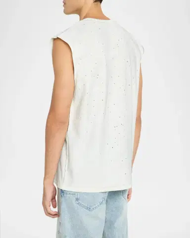 PURPLE Men's Textured Jersey Lips Graphic Sleeveless T-Shirt | Thumbnail 3