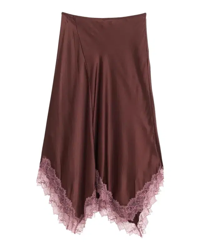 Sablyn Keri Asymmetric Lace-Trim Midi Skirt