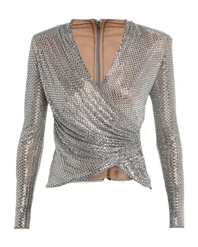 Self-Portrait Rhinestone Wrap Top
