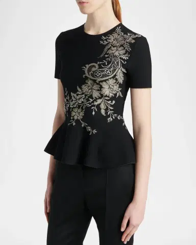 McQueen Asymmetric Jacquard Peplum Top | Thumbnail 4 McQueen Asymmetric Jacquard Peplum Top | Thumbnail 4