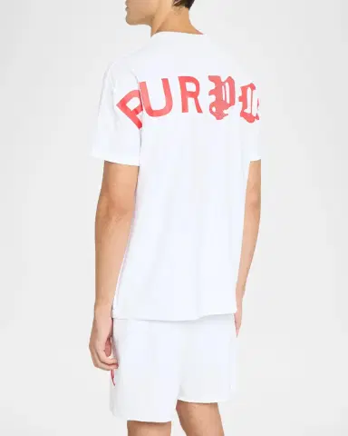 PURPLE Men's Textured Jersey Dual-Font Logo T-Shirt | Thumbnail 3 PURPLE Men's Textured Jersey Dual-Font Logo T-Shirt | Thumbnail 3