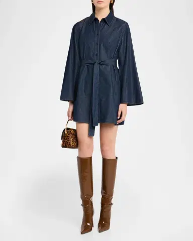 Frame The Denim Tuxedo Belted Mini Dress | Thumbnail 4 Frame The Denim Tuxedo Belted Mini Dress | Thumbnail 4