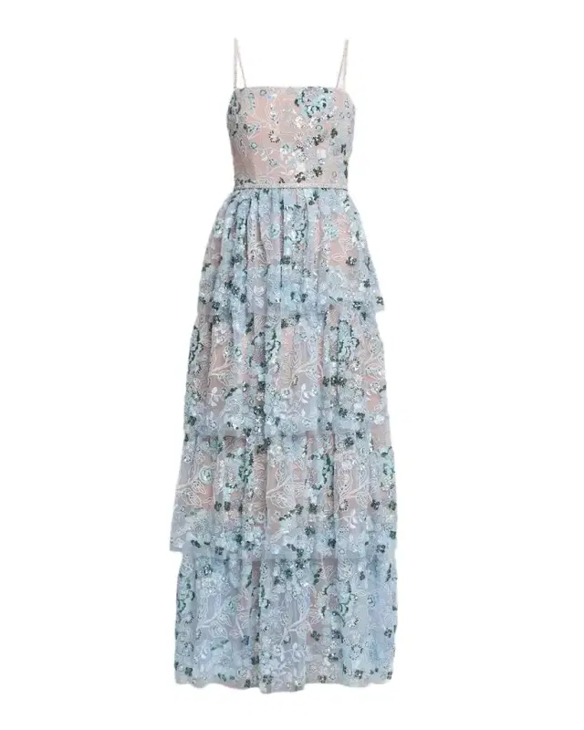 Self-Portrait Sequin Embellished Tiered Midi Dress
