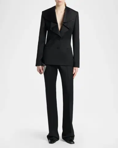 McQueen Draped Satin Lapel Single-Breasted Jacket | Thumbnail 2