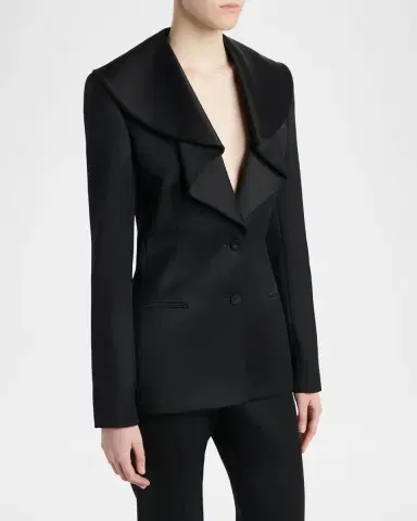 McQueen Draped Satin Lapel Single-Breasted Jacket | Thumbnail 4