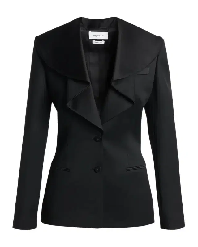 McQueen Draped Satin Lapel Single-Breasted Jacket