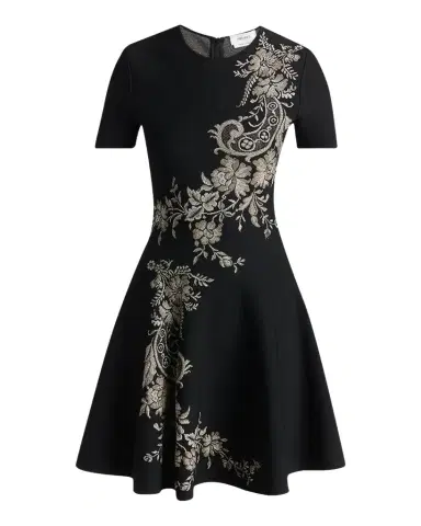 McQueen Volume Asymmetric Jacquard Mini Dress | Thumbnail 1 McQueen Volume Asymmetric Jacquard Mini Dress | Thumbnail 1