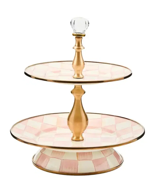 MacKenzie-Childs Rosy Check Two-Tiered Server