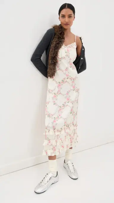 Simone Rocha Ruffle Frill Hem Slip Dress Cream | Thumbnail 2
