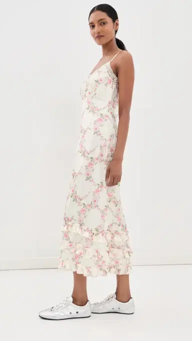 Simone Rocha Ruffle Frill Hem Slip Dress Cream | Thumbnail 4