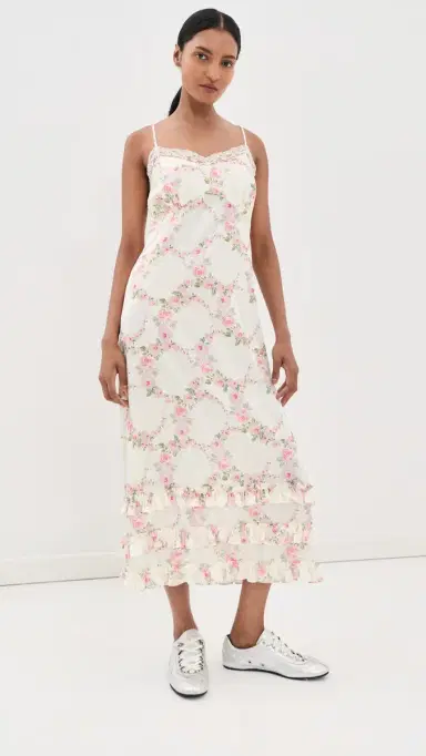Simone Rocha Ruffle Frill Hem Slip Dress Cream | Thumbnail 5