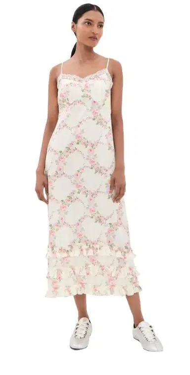 Simone Rocha Ruffle Frill Hem Slip Dress Cream | Thumbnail 1
