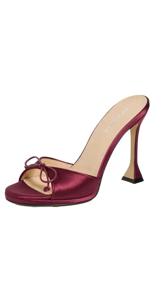Mach & Mach Little Plateau Satin Mules Bordeaux