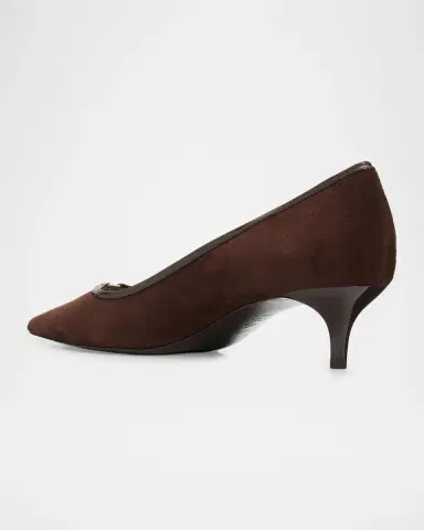 Tory Burch 45mm Double T Buckle Suede Pumps | Thumbnail 4