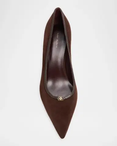 Tory Burch 45mm Double T Buckle Suede Pumps | Thumbnail 6