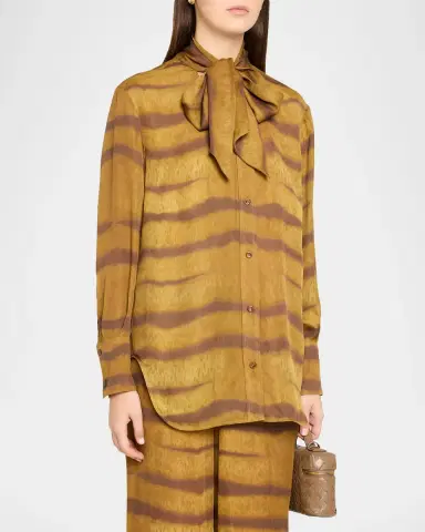 Frame The Silk Oversized Tie-Neck Shirt | Thumbnail 4 Frame The Silk Oversized Tie-Neck Shirt | Thumbnail 4